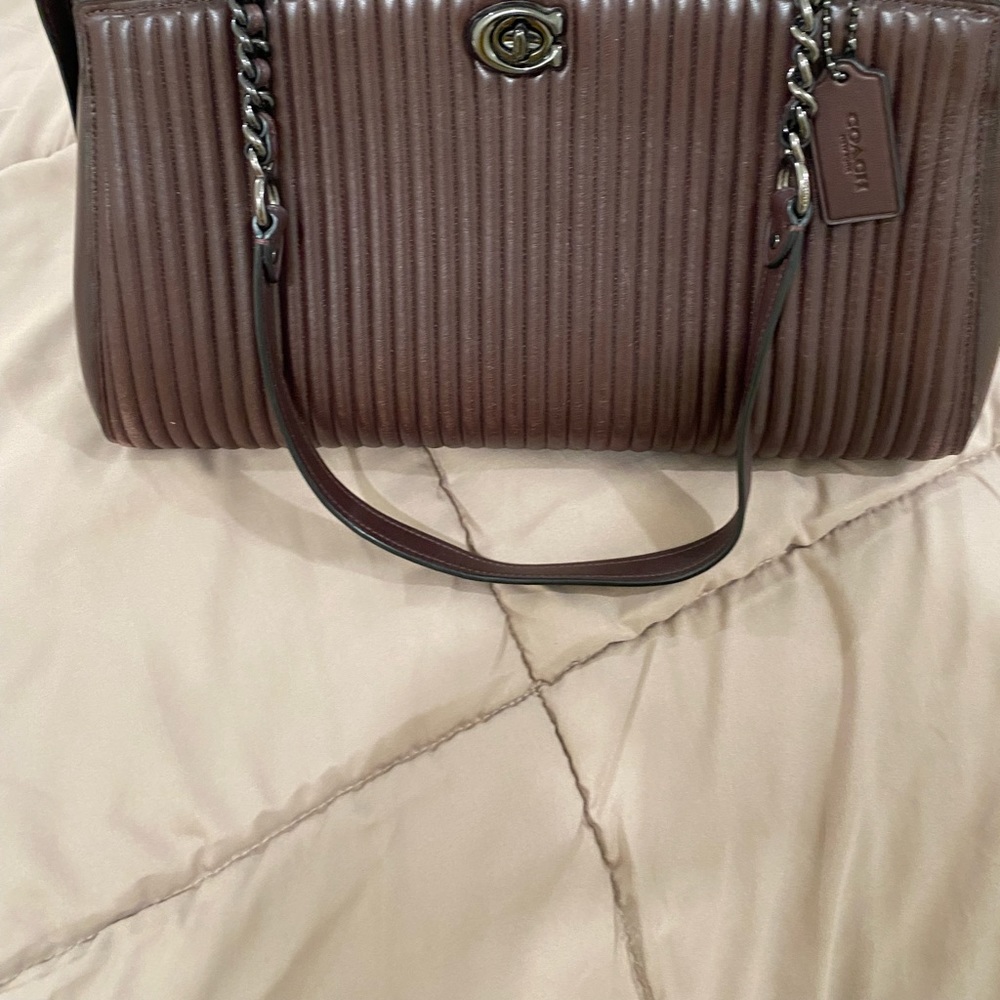 Coach- Quilted Parker Carryall Oxblood Leather Handbag
